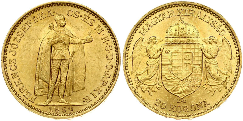 Hungary. Franz Joseph I (1848-1916). 20 Korona 1899 KB. Gold 6.77 g. Fr. 250, KM...