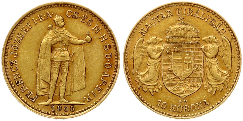 Hungary. Franz Joseph I (1848-1916). 10 Korona 1905 KB. Gold 3.37 g. KM 485.