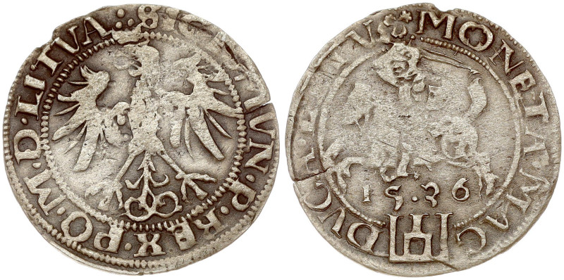 Lithuania. Zygmunt I Stary (1506-1548). Grosz 1536 I, Vilnius. Variety with big ...