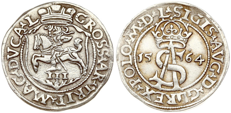 Lithuania. Zygmunt II August (1545-1572). Trojak 1564 Vilnius. Silver 2.90 g. Ig...