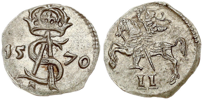 Lithuania. Zygmunt II August (1545–1572). Dwudenar 1570 Vilnius. Petras Platina....