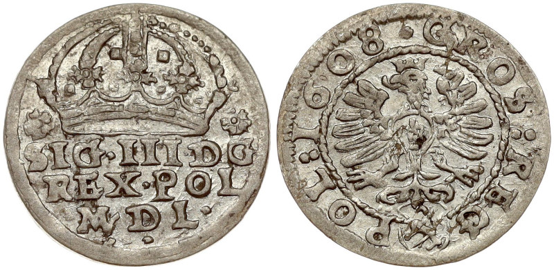 Poland. Zygmunt III Waza (1587-1632). Grosz 1608, small Eagle. Silver 1.59 g. Ko...