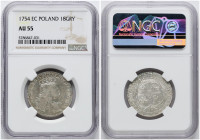 Poland Ort 1754 EC Lipsk NGC AU 55