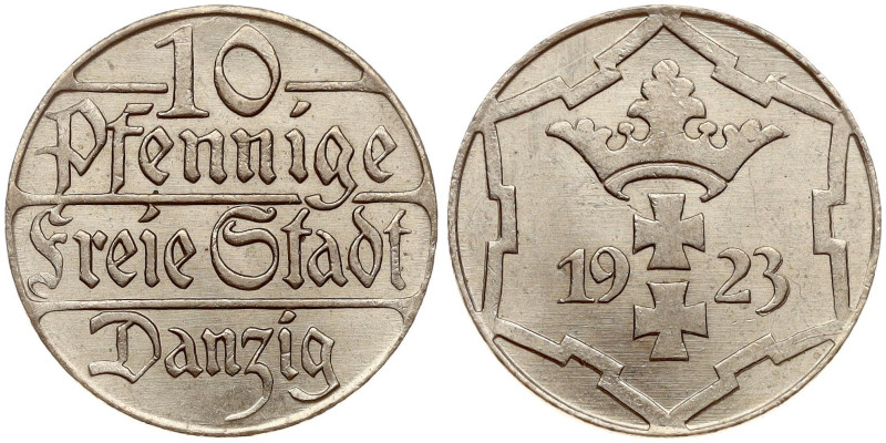 Gdansk (Free city). 10 Pfennige 1923. Copper-nickel 4.00 g. KM 143.