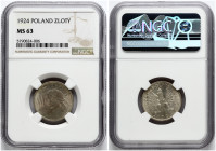 Poland 1 Zloty 1924 Paris NGC MS 63