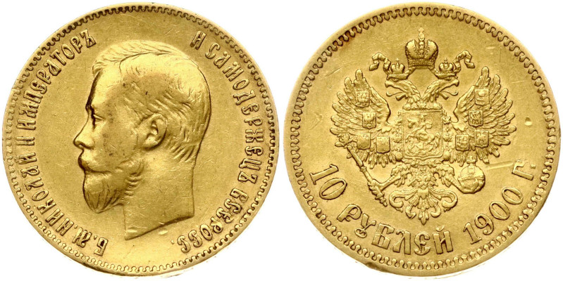 Russia. Nicholas II (1894-1917). 10 Roubles 1900 ФЗ, St. Petersburg. Gold 8.55 g...