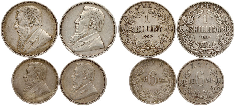 South Africa. 6 Pence & 1 Shilling 1892-1896. KM 4, 5. Silver, total weight 16.8...