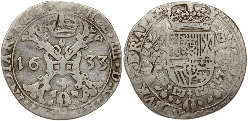 Spanish Netherlands, Brabant. Philip IV (1621-1665). 1/2 Patagon 1633, Antwerp. ...