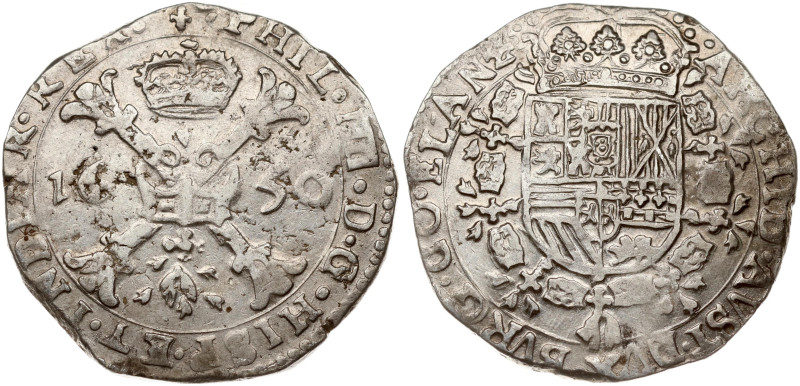 Spanish Netherlands, Flanders. Philip IV (1621-1665). Patagon 1650. Silver 27.92...