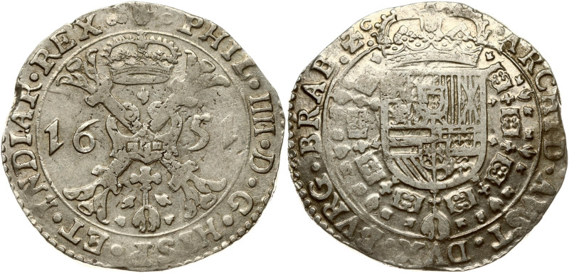 Spanish Netherlands, Brabant. Philip IV (1621-1665). Patagon 1651, Antwerp. Silv...