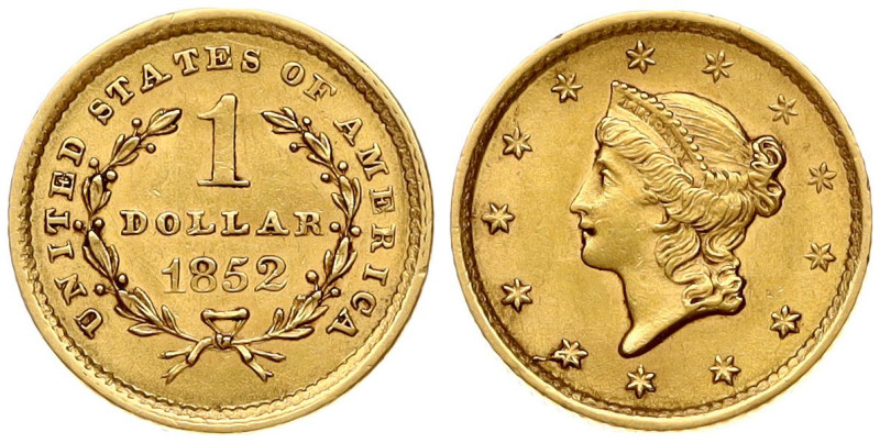 USA. Dollar 1852 'Liberty Head', Philadelphia. Gold 1.66 g. KM 73.