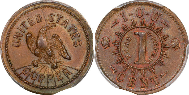 Undated (1861-1865) I.O.U. 1 CENT / Eagle on Globe. Fuld-390/434 a, Musante GW-5...