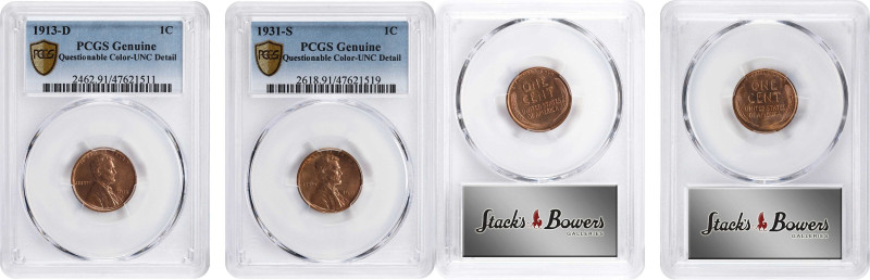 Lot of (2) Better Date Lincoln Cents. Unc Details--Questionable Color (PCGS).
...