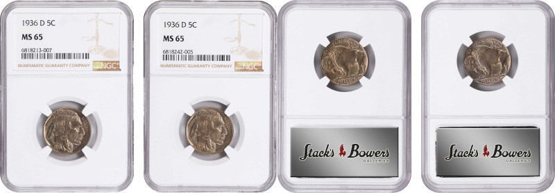 Lot of (2) 1936-D Buffalo Nickels. MS-65 (NGC).

PCGS# 3978. NGC ID: 22ST.