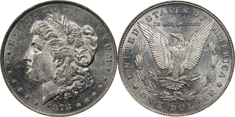 1878 Morgan Silver Dollar. 7 Tailfeathers. Reverse of 1879. MS-62 (PCGS).

PCG...