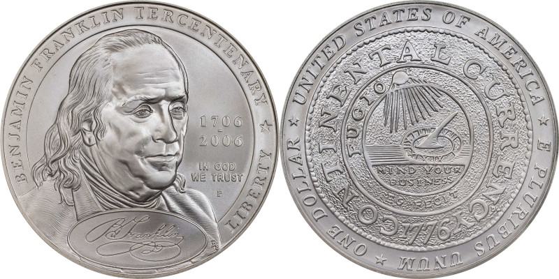 2006-P Benjamin Franklin Tercentenary/Founding Father Silver Dollar. MS-70 (NGC)...