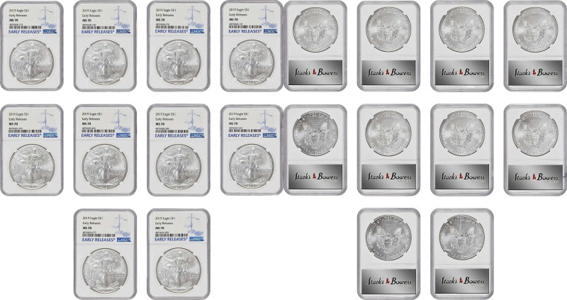 Lot of (10) 2019 Silver Eagles. Early Releases. MS-70 (NGC).

PCGS# 689681. NG...