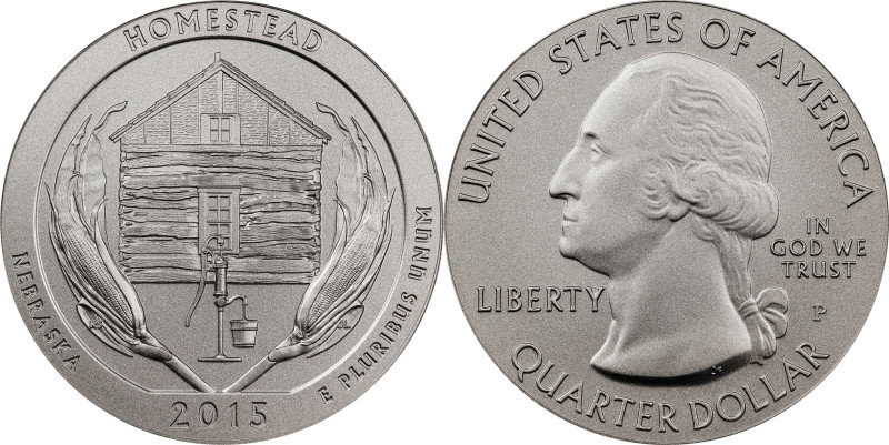 2015-P America the Beautiful Silver Bullion Coin. Homestead National Monument of...