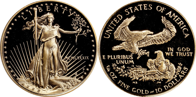 1989 Quarter-Ounce Gold Eagle. Deep Cameo Proof (Uncertified).

Housed in the ...