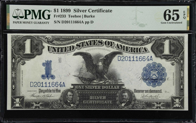 Fr. 233. 1899 $1 Silver Certificate. PMG Gem Uncirculated 65 EPQ.

A gem offer...