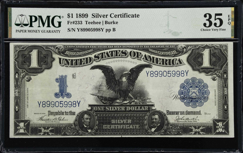 Fr. 233. 1899 $1 Silver Certificate. PMG Choice Very Fine 35 EPQ.

A lovely ex...