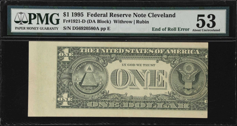 Fr. 1921-D. 1995 $1 Federal Reserve Note. Cleveland. PMG About Uncirculated 53. ...