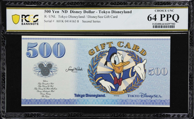 Lot of (6). 2001-2017 500 Yen, 1000 Yen & $1. Disney, Legoland & Universal Dolla...