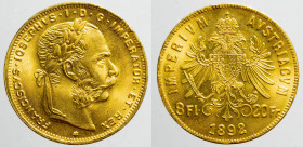EUROPE - AUSTRIA - Empire - Franz Josef Ist (1848-1916)

COIN :
8 Florin - 20 Francs Restrike
OBVERSE : FRANCISCVS.IOSEPHVS.I.D.G.IMPERATOR.ET.REX...