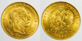 EUROPE - AUSTRIA - Empire - Franz Josef Ist (1848-1916)

COIN :
4 Florint - restrike
OBVERSE : FRANCISCVS.IOSEPHVS.I.D.G.IMPERATOR.ET.REX / laurea...
