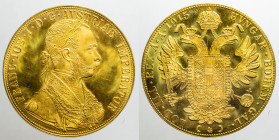 EUROPE - AUSTRIA - Empire - Franz Josef Ist (1848-1916)

COIN :
4 ducats - restrike
OBVERSE : FRANCIS.IOS.I.D.G.AVSTRIAE IMPERATOR / Bust armored,...