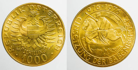 EUROPE - AUSTRIA - Republic (1918-date)

COIN :
1000 Schilling - Babenbrg Dynasty Millenium
OBVERSE : .REPUBLIK OSTERREICH. / crowned eagle with s...