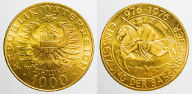 EUROPE - AUSTRIA - Republic (1918-date)

COIN :
1000 Schilling - Babenbrg Dynasty Millenium
OBVERSE : .REPUBLIK OSTERREICH. / crowned eagle with s...