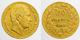EUROPE - BELGIUM - Kingdom - Léopold Ist (1831-1865)

COIN :
20 Francs
OBVERSE :LEOPOLD PREMIER-ROI DES BELGES / bare head of Leopold Ist right - ...