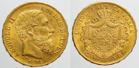 EUROPE - BELGIUM - Kingdom - Leopold II (1865-1909)

COIN :
20 Francs
OBVERSE :LEOPOLD II-ROI DES BELGES / bare head of Leopold IInd right - below...