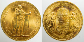 EUROPE - HUNGARY - Austrian Empire - Franz Josef Ist (1848-1916)

COIN :
100 Korona - restrike
OBVERSE : FERENCZ JOZSEF I.K.A.-CS.ES M.H.S.D.O.AP....