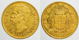 EUROPE - ITALY - Kingdom - Umberto Ist (1878-1900)

COIN :
20 lire
OBVERSE :UMBERTO I - RE D'ITALIA / Bare head of Umberto I left - below 1882
RE...