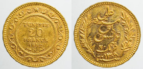 AFRICA / ASIA / OCEANIA - TUNISIA - French Protectorate (1882-1943)

COIN :
20 francs
OBVERSE : - / Legend flanked by springs
REVERSE: - / TUNISI...
