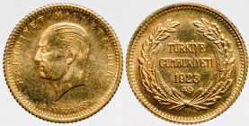 AFRICA / ASIA / OCEANIA - TURKEY - Republic (1923-date)

COIN :
25 kurush
OBVERSE : HAKIMIYET MILLETINDIR / Head of Ataturk left - below ANKARA
R...