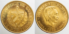 AMERICA NORTH & SOUTH - CUBA - Republic (1902-1959)

COIN :
20 pesos
OBVERSE : REPUBLICA DE CUBA. / Coat of arms with cap of liberty, fasces withi...