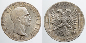 EUROPE - ALBANIA - Italian occupation - Vittorio Emanuele IIIrd (1900-1943)

COIN :
10 lek
OBVERSE : VITT·EM III· RE E IMP· MBRET E PER·/ bare hea...