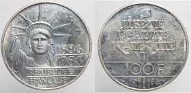 EUROPE - FRANCE - Republic - Vth Republic (1958-date)

COIN :
100 Francs Piefort
OBVERSE : - / The statue of Liberty - right 1886/1986 - below RÉP...