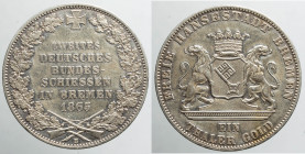 EUROPE - GERMANY - Bremen - Free State (1815-1871)

COIN :
Thaler
OBVERSE : FREIE HANSESTADTBREMEN / Coat of arms on pedestal - below EIN // THALE...