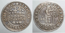 EUROPE - GERMANY - Brunswick-Wolfenbüttel - Rudolph August und Anton Ulrich (1685-1704)

COIN :
24 Mariengroschen Feinsilber
OBVERSE : *D:G:RUD:AU...