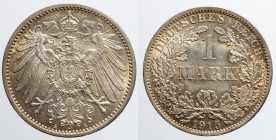 EUROPE - GERMANY - Reich - Wilhelm IInd (1888-1918)

COIN :
1 mark
OBVERSE : - / Crowned imperial eagle with shield on breast - below A
REVERSE: ...