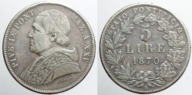 EUROPE - ITALY - Papal State - Pius IXth (1846-1870)

COIN :
5 lire A XXIV
O...