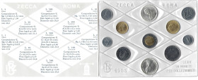 EUROPE - ITALY - Republic (1946-date)

LOT :
Original mint set 1985 of 11 pcs
Date : 1985 - Mint: Rome - Material : Various with two Silver coins ...