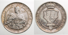 EUROPE - SAN MARINO - Republic - Old Coinage (1864-1938)

COIN :
10 lire
OBVERSE : REPVBBLICA -DI·S·MARINO / Coat of arms crowned on fasces - side...