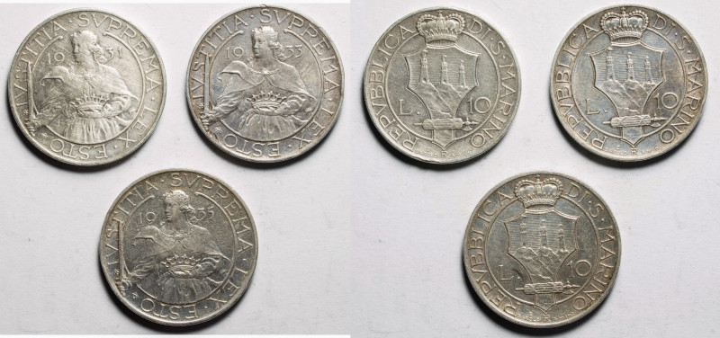 EUROPE - SAN MARINO - Republic - Old Coinage (1864-1938)

LOT :
10 lire : lot...