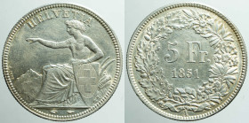 EUROPE - SWITZERLAND - Confederation (1851-date)

COIN :
5 Francs
OBVERSE :HELVETIA / laureate Helvetia seoat on left holding a shield
REVERSE: -...