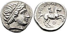 MAKEDONISCHE KÖNIGE. Philipp II., 359 - 336 v. Chr. 1/5 Tetradrachme ø 14mm (2.19g). ca. 323/2 - 316/5 v. Chr. Mzst.Amphipolis III. Vs.: Apollonkopf m...